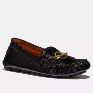 Coach Margot Patent Leather‎ Black Loafer Buckle Horse Moccasins Shoes Slip On 6